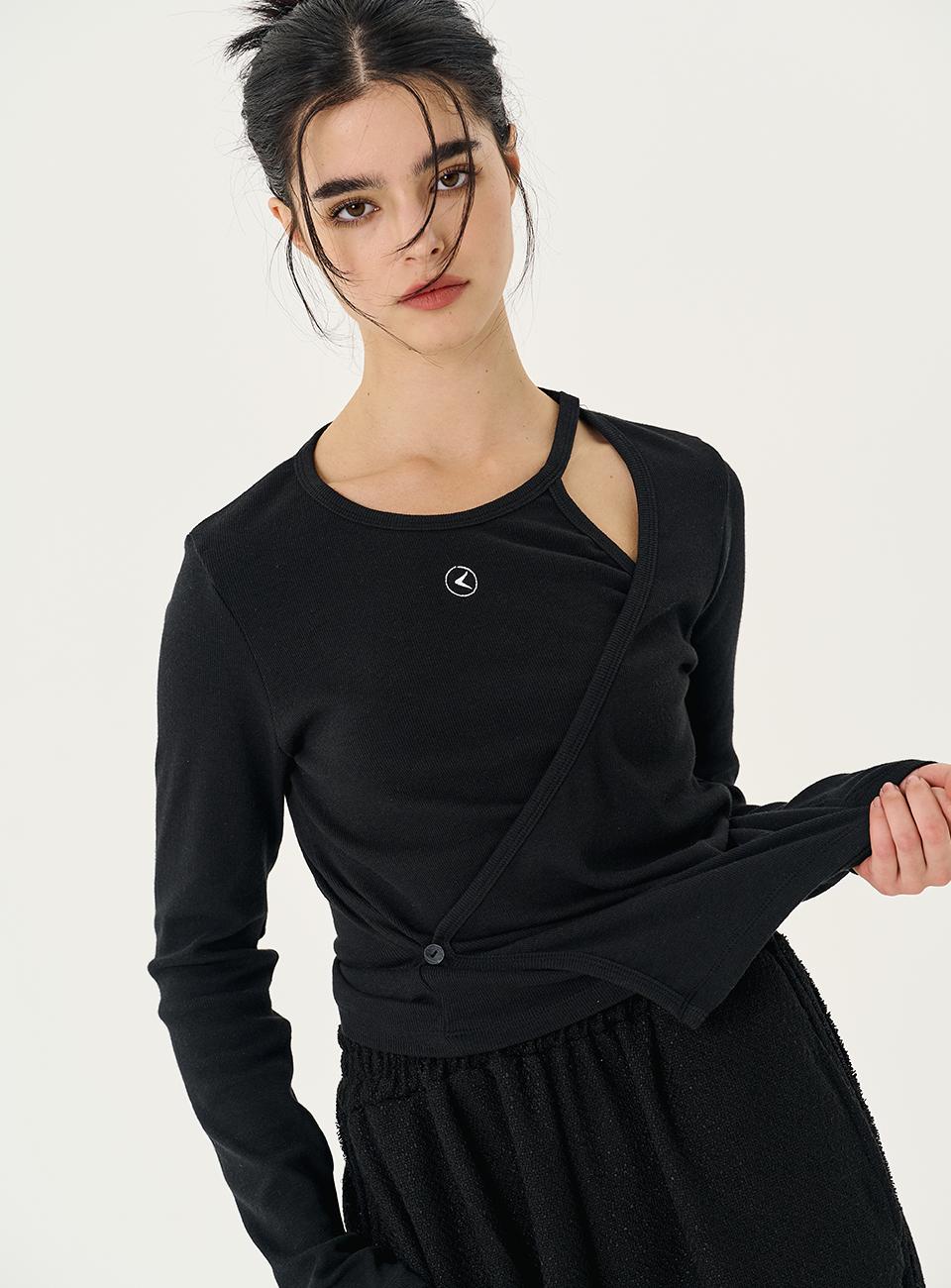 Interest Halter Layered Top_Black Free