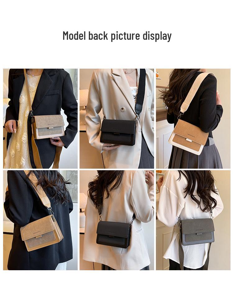 Yuezi Chic Damen 2025 Koreanischer Stil Kleine Quadratische Umhängetasche mit Breitem Riemen