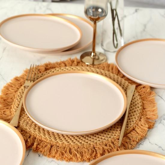 

Keramika Matte Cream Gold Mesh Nordic Тарелка для торта 22 см, 6 шт.