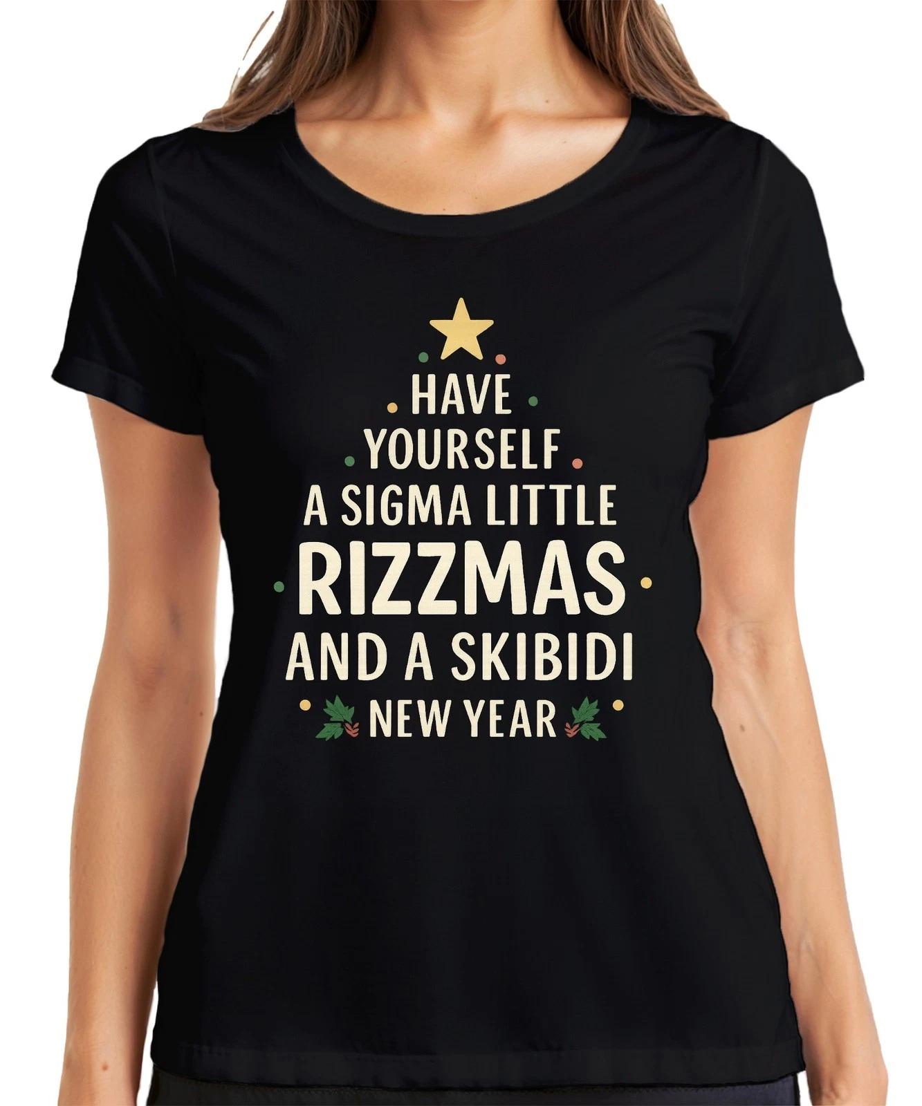 HAVE YOURSELF A SIGMA RIZZMAS SKIBIDI Lustig Weihnachten Neujahr Damen T-Shirt XXL