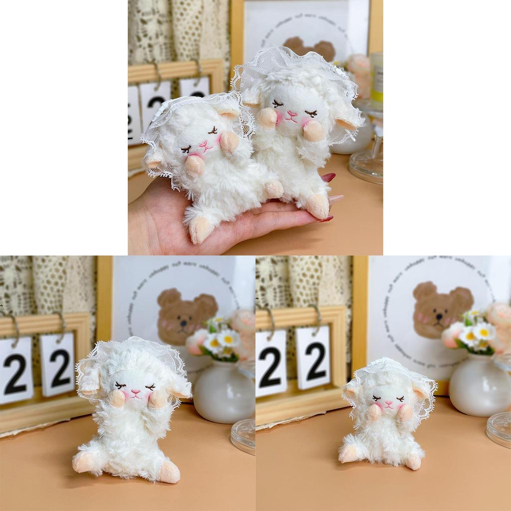 Plush Sheep Keychain With Tulle Headscarf Cute Animal Bag Charm For Kids Teen Gift