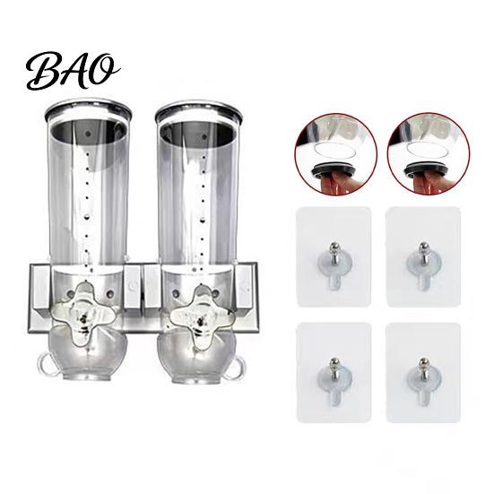 Coffee Bean Storage Jar Wall Mounted Dry Cereal Dispenser, Moisture Proof Airtight Food Space Saving Container Container, Plastic Organizer for Pantry