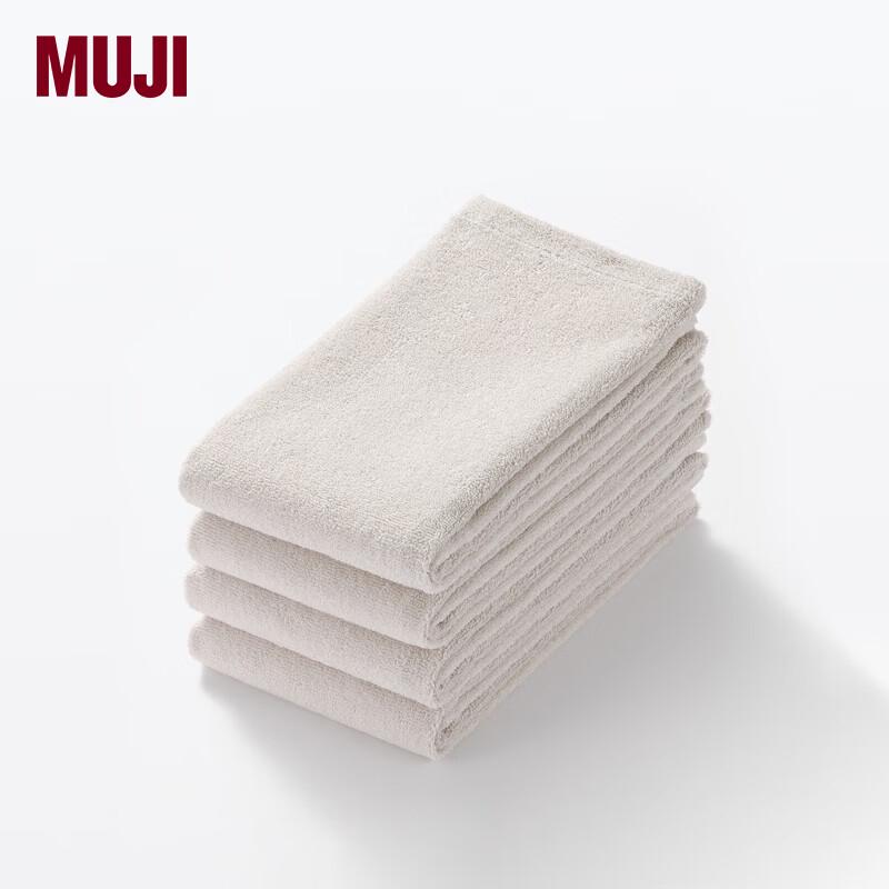 MUJI Pure Cotton Single-Sided Plush Face Towel 4-Pack бежевый