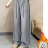 One-button Plus Velvet Trousers for Women In Autumn and Winter New Fashion Thickened Versatile Scimitar Pants Casual Wide-leg Pants