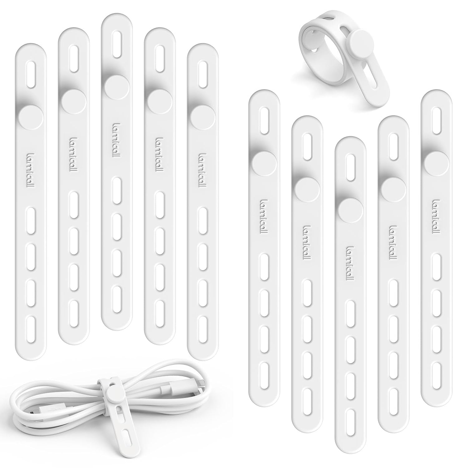 

10-piece setcable bandwiring organizerLamicall silicone tie bandthickcord organizerbundlestorageUSB cable organizerholderclipsecuredeskdesktopcharging