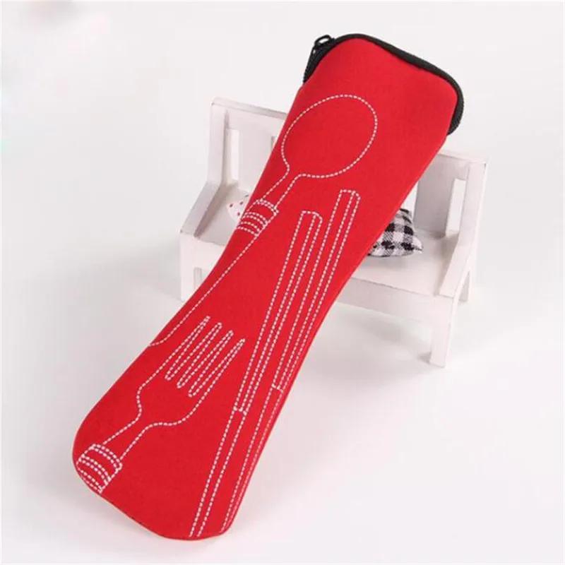 Tableware Box Portable Flip Cover Type Cutlery Case Kitchen Students Household Utensils Dinnerware Bag Dinner Pouch with Zipper