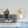 Modern Crystal Globe Figurine Table Clock Sculpture Metal Art Craft Ornament for Desk Shelf Office