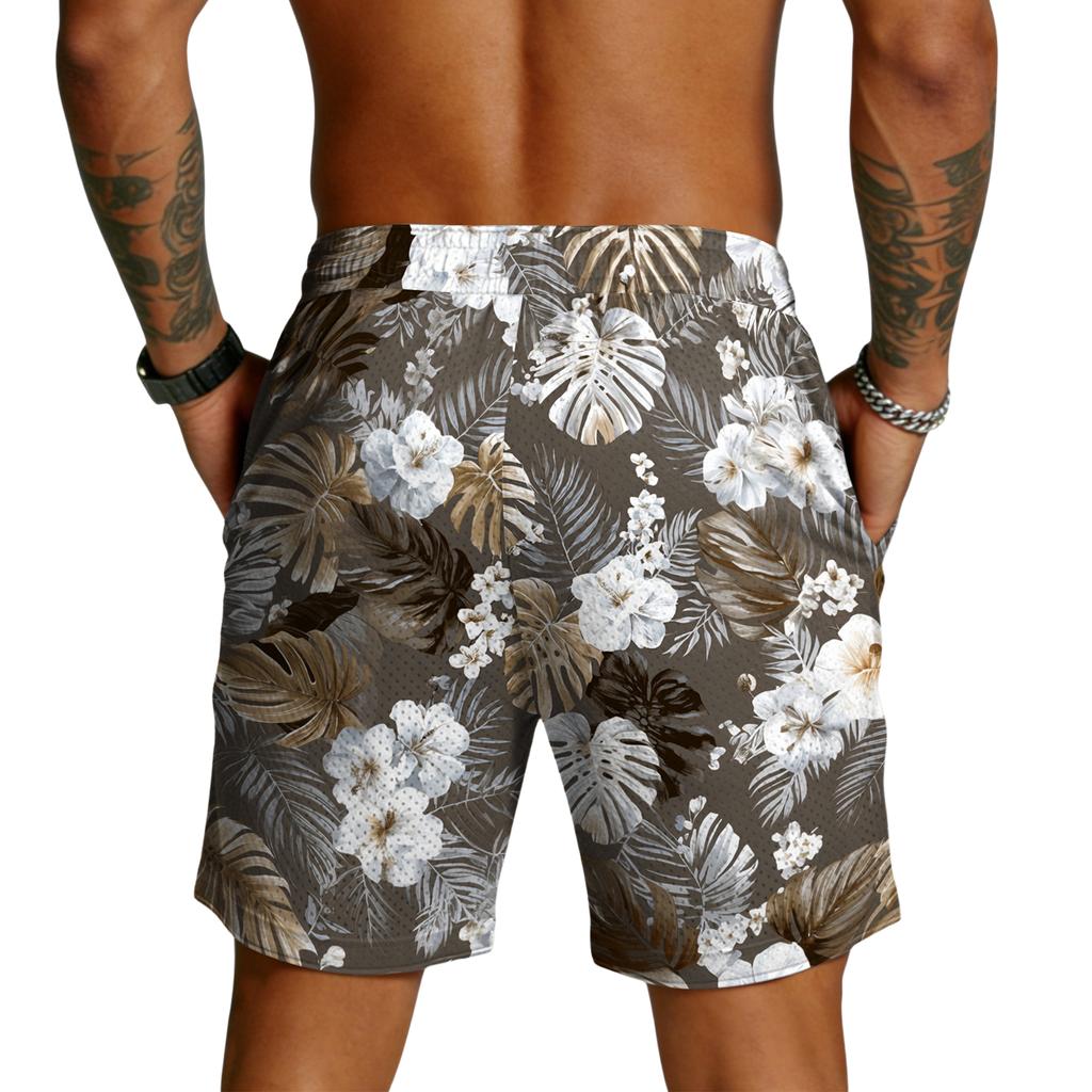 Hawaiian Shorts for Men Mens Swim Trunks Swim Trunks Men Hawaiian Swim Trunks Mens with Drawstring and Tropical Print for Swimming Beach Sports