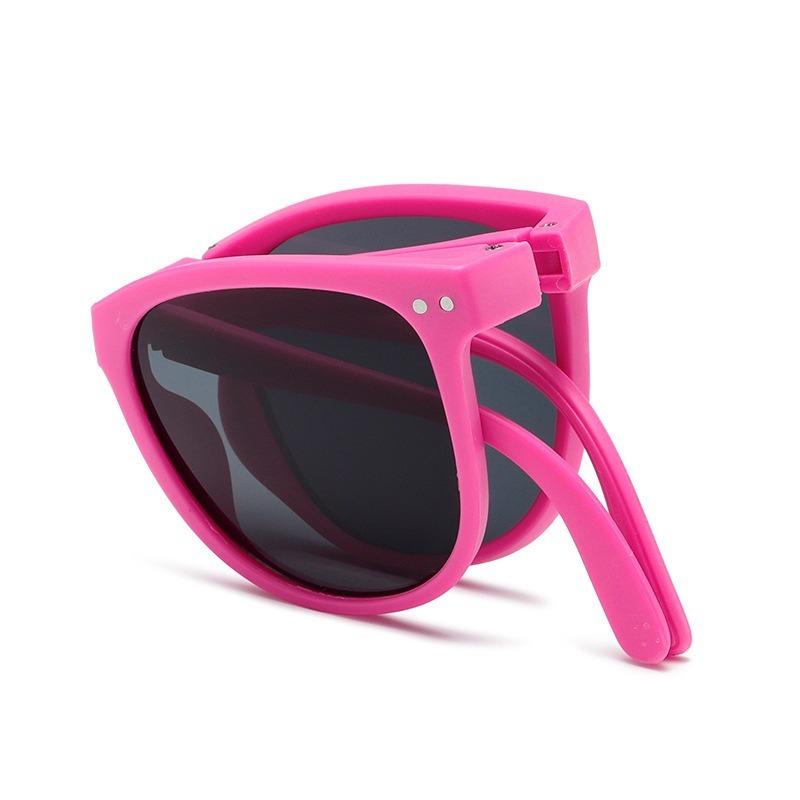 Korean Children Round Foldable Sunglasses Fashion Sun Glasses Cute Boys Girls Colorful Shades with Case