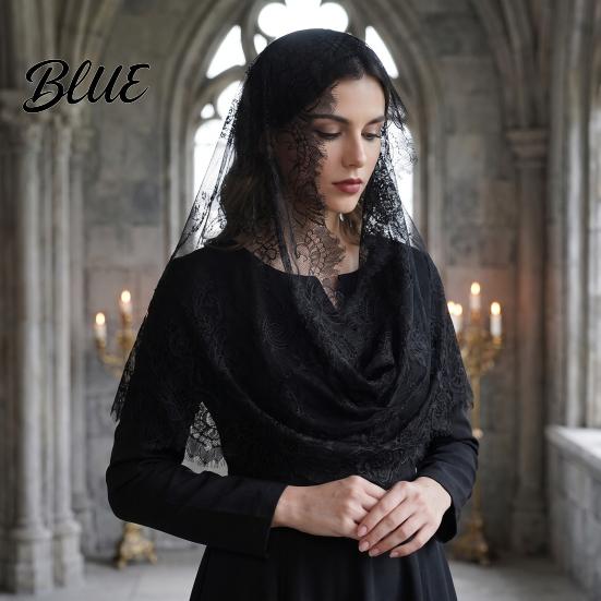 Bridal Lace Veil Church Mantilla Catholic for Wedding Western Style Headwear Halloween Costumes Vintage Eyelash Headwear Photo Prop