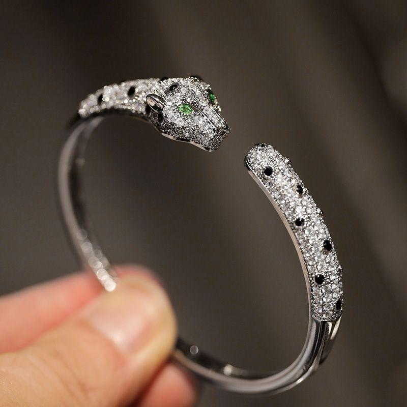 New Inlaid Bracelet, New Leopard Head and Purple Leopard Open Bracelet, Fashionable