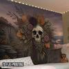 2D Flat, 2D Flat Print 1pc Tapestry Skull Wreath Landscape Tapestry, Nature Mystic Art Decor Tapestry for Living Room Bedroom Apartment Decor, Boho Co