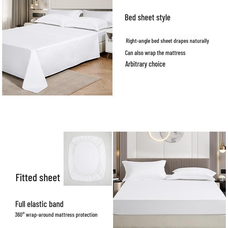 Weißes Baumwollsatin Spannbettlaken in Hotelqualität