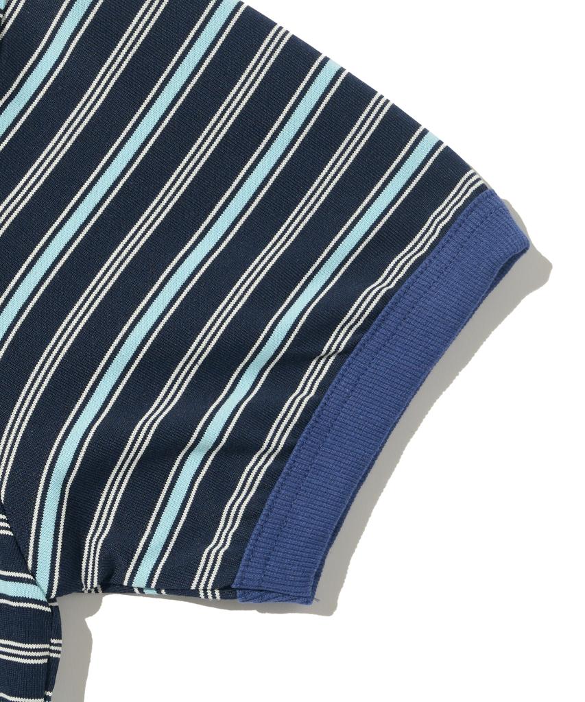 TAILOR STUDIO Soft Campus Striped Short Sleeve T-Shirt (Navy/Blue)