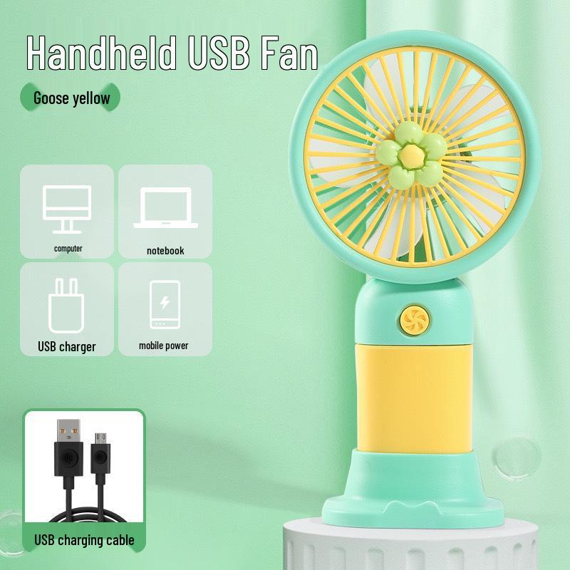 Portable Mini Cartoon Flower USB Desk Fan - Student Gift