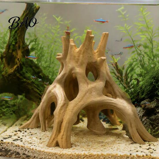 Aquarium Root Decoration 3D Printed Cave Hideout, Hollow Tree Shaped Fish Tank Decoration, Porous Structure Shrimp Breeding Shelter for Shrimp,