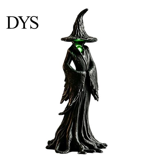 Dark Fantasy Art Collection Halloween Witch Statue, LED Light Up Gothic Resin Figurine, Glowing Statue Mysterious Sculpture for Desktop Bookshelf