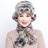 Rex Rabbit Hair Hat Children's New Mother Hat Winter Warm Korean Version Grandma Hat Scarf Middle and Old Age Hat Scarf