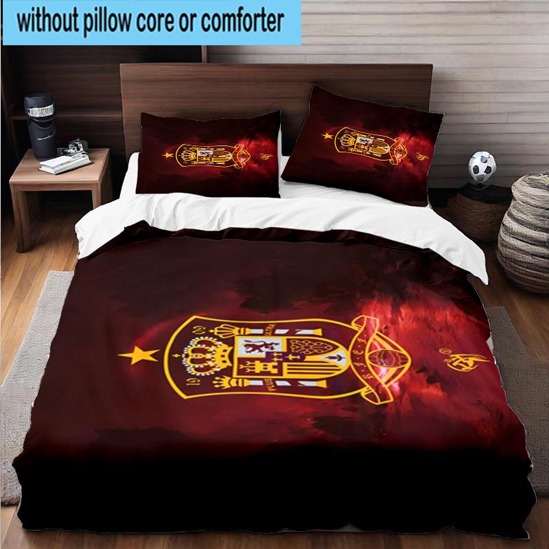 3pcs Spain's Royal Emblem Printed Bedding Set Duvet Cover Closure Includes 1 Duvet Cover & 2 Pillowcases Bedding Sets Home Decor Gifts