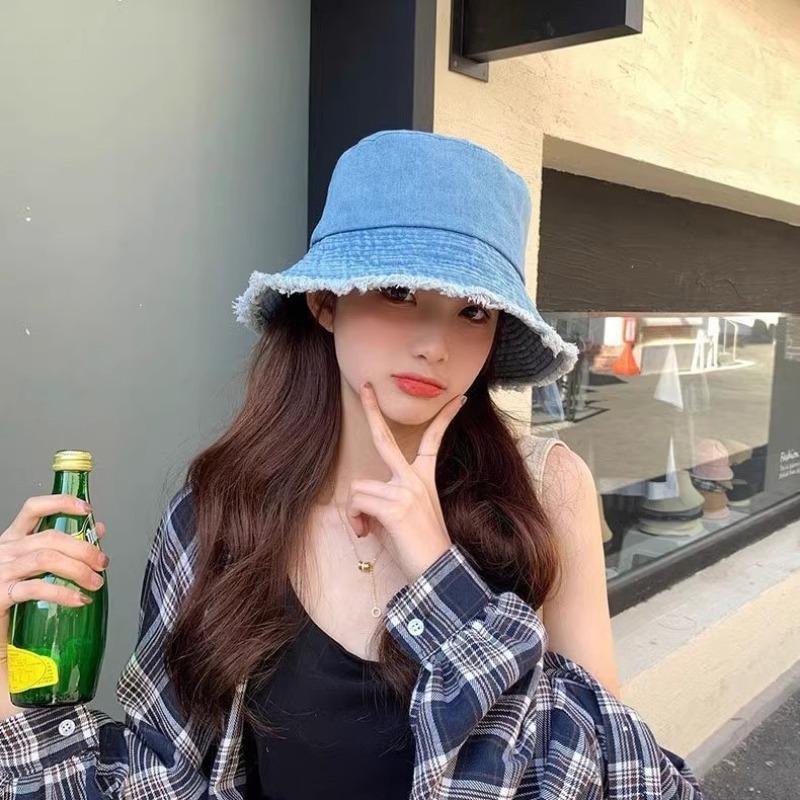 Summer denim basin hat for women, sunshade and sun protection, sun hat for covering face, versatile and showing off face size