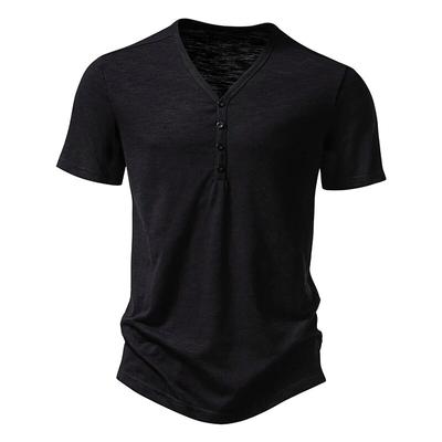 T-shirts à manches courtes et col en V pour hommes T-shirts basiques décontractés de couleur unie
