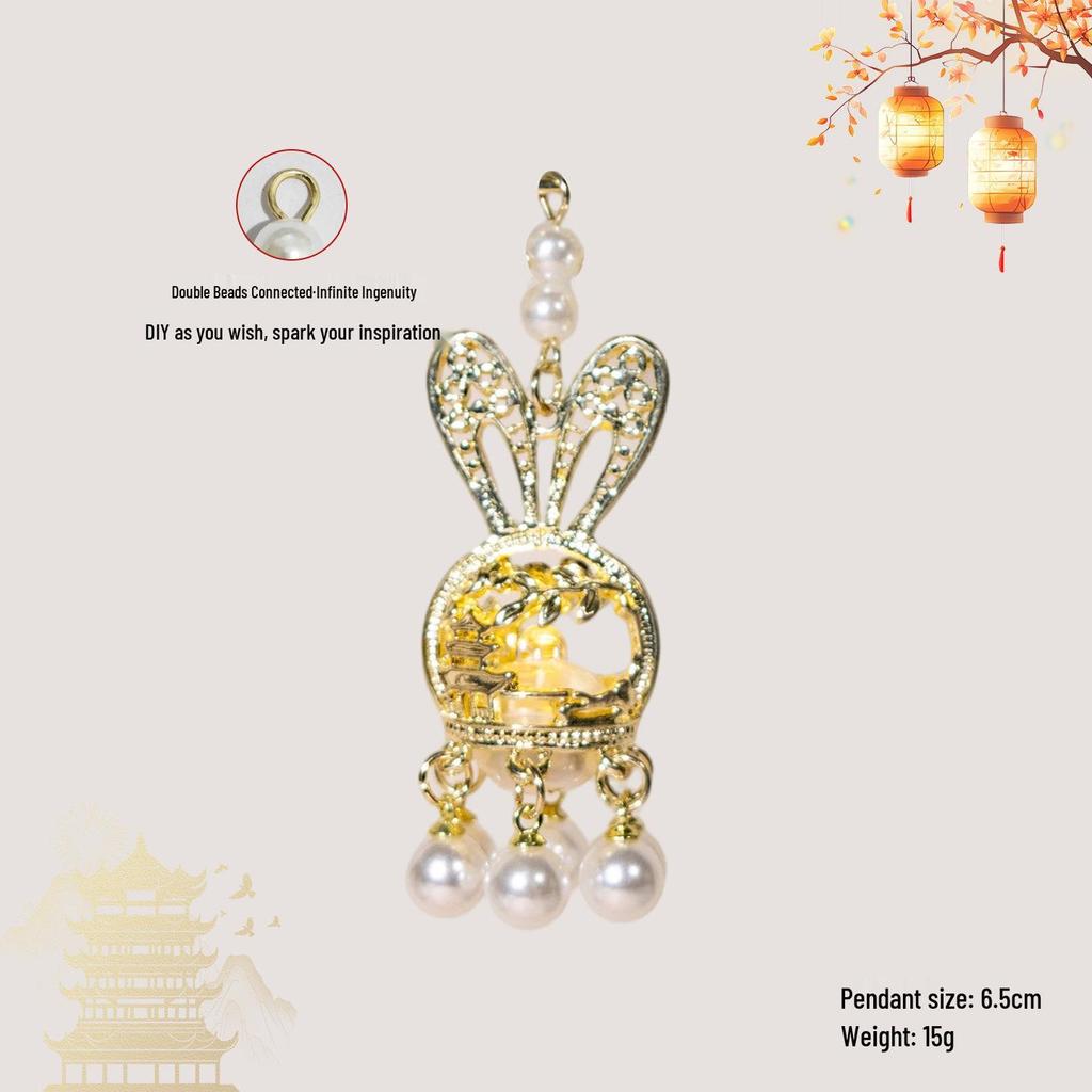 Luminous DIY Palace Lantern Fan Pendant Magnet Keychain Ornament - Ancient Style Accessory