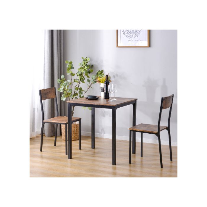 Groupe de sièges, table de salle à manger avec 2 chaises, pour balcon &amp; salle à manger &amp; salon, brun vintage Description