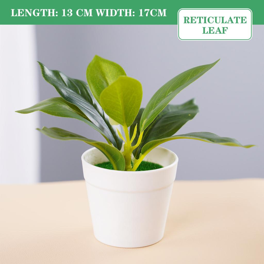 Artificial Potted Plants Small Simulated Green Plants for Home Decor, Office Desk, Indoor Landscape, Creative Fake Leaf Decor