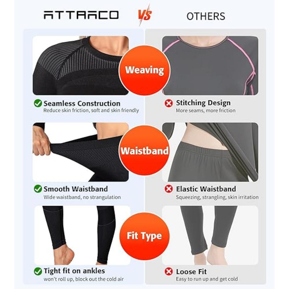 CHARMLEAKS Thermal Underwear Set for Women Long Johns Seamless Warm Base Layer Top & Bottom Ski Wear for Cold Weather