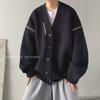 Cardigan casual a maglia larga Maglione di lana da uomo a maniche lunghe Moda Autunno e Inverno Maglione Decorativo a Riga Luminosa
