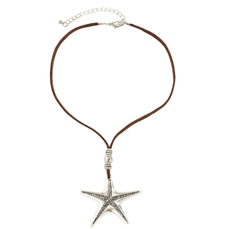 

Alloy Starfish Seashells Necklace Vacation Style Conch Pendant Choker Necklace Starfish Collar Choker Unique Jewelry