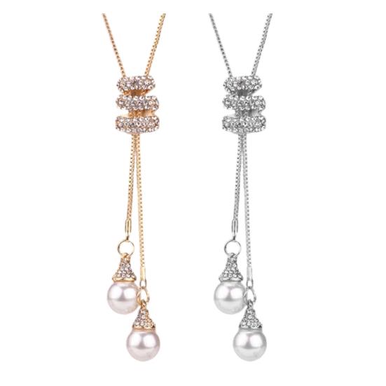 Adjustable Long Pendant Necklace with Extender Chain Minimalist Alloy Jewelry for Women Elegant Layering Piece for Sweaters Dresses