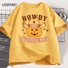 Howdy Pumpkin Graphic T Shirts Halloween T Shirt Fall Cotton Short Sleeve Printed Tshirt Unisex Retro Tees Streetwear Clothes