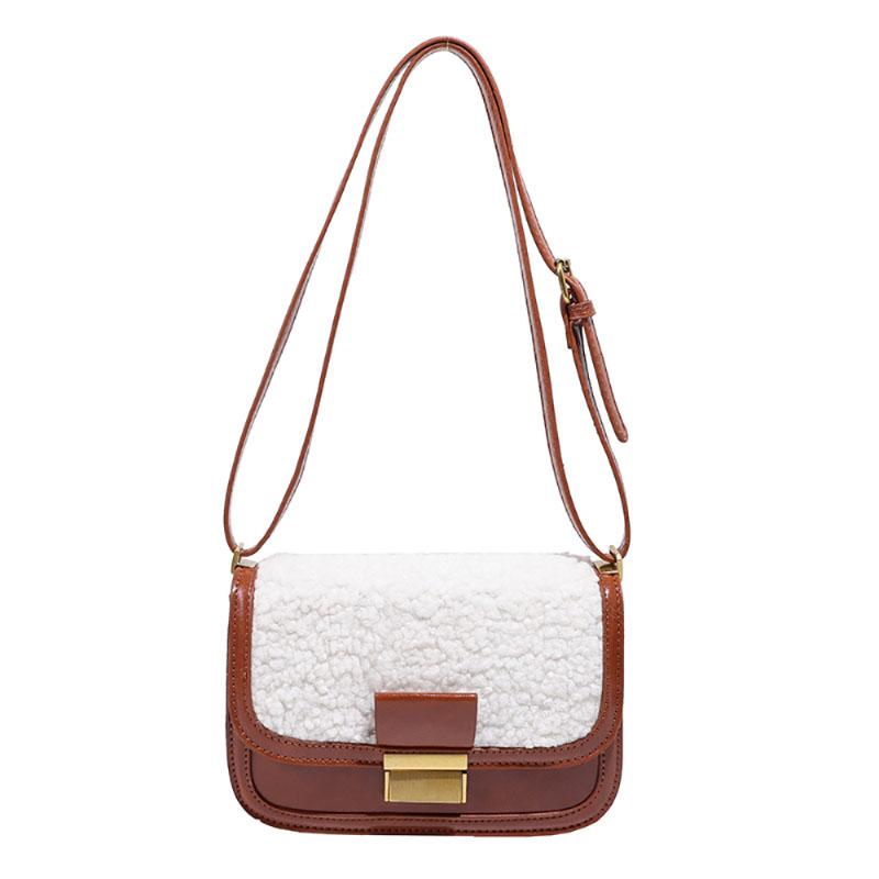 High-End Texture Women's Underarm Shoulder Bag Fashion Lamb Wool Splice Design New Crossbody Bag Retro All-Matching Commuter Bag
