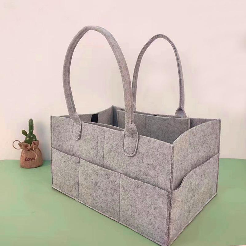 Light Grey Foldable Felt Diaper Tote Bag