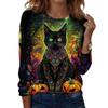 Women's Halloween Printed Round-neck Loose Long-sleeved Top