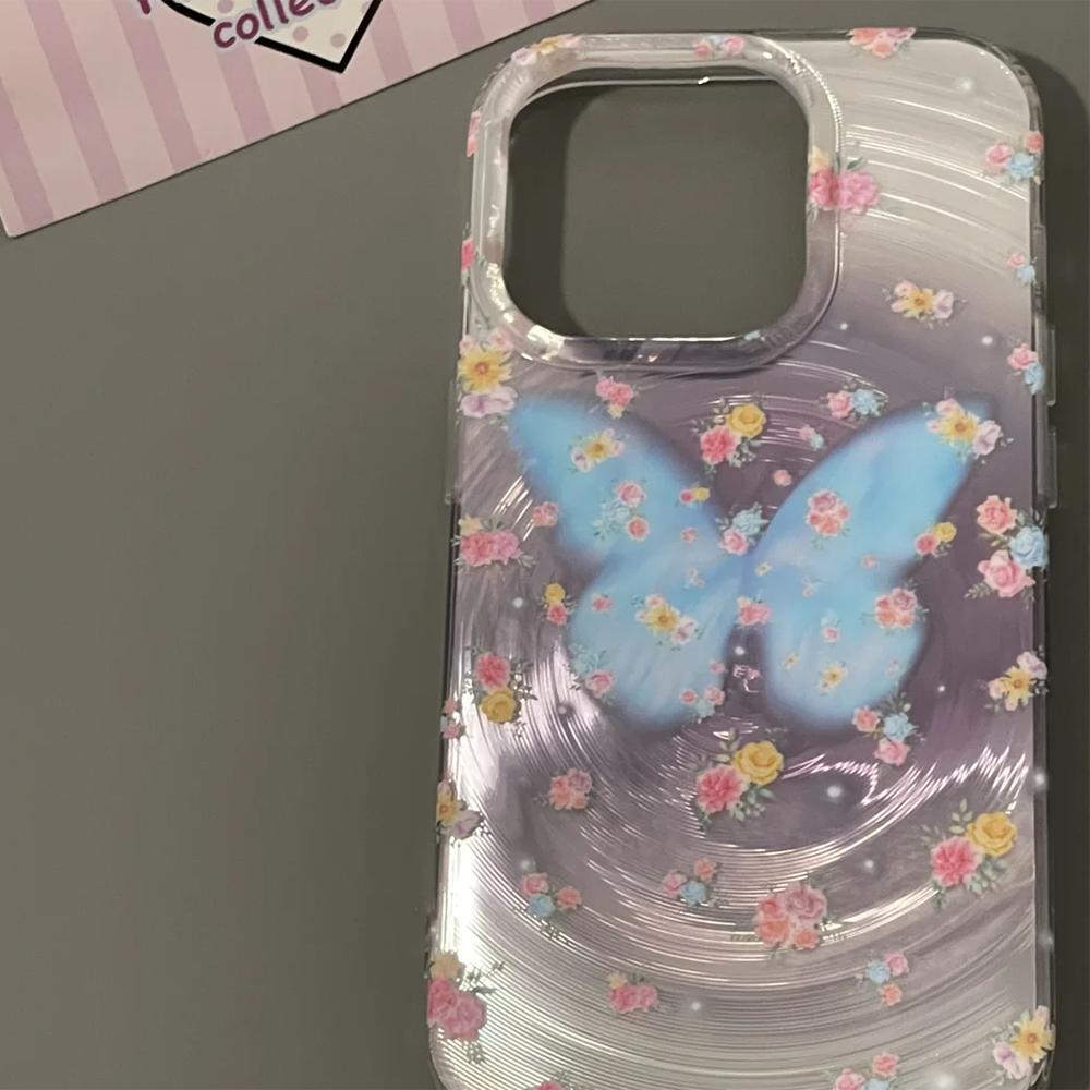 Iridescent Glossy Phone Case for iPhone 11 13 14 15 16 17 Pro 17 13 14 15 Pro Max High Quality Fantasy Floral Style Full Protection Shell