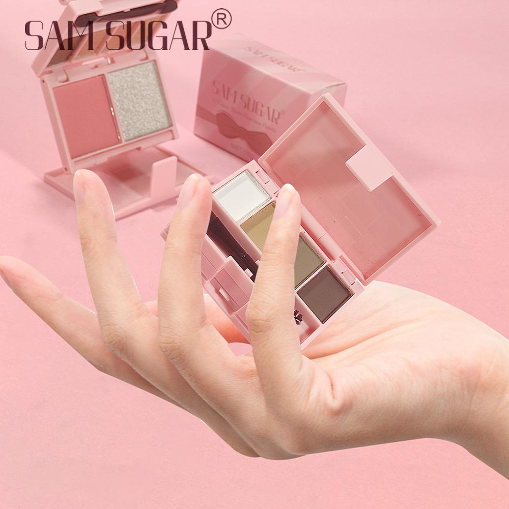 Mini Portable Folding Combination Palette Eyeshadow Highlight Blush Pearl Velvet Fine Blush Waterproof Glitter Highlight