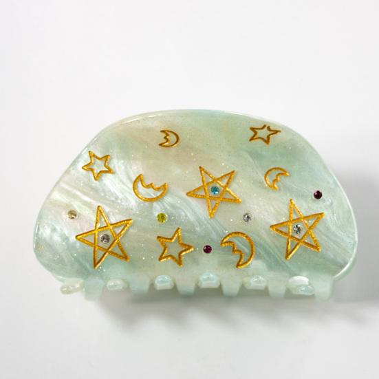 Hair Claw Moon Five-Pointed Star Pattern Back Head Shower Clip Medium Size Shark Hair Claw Versatile Hair