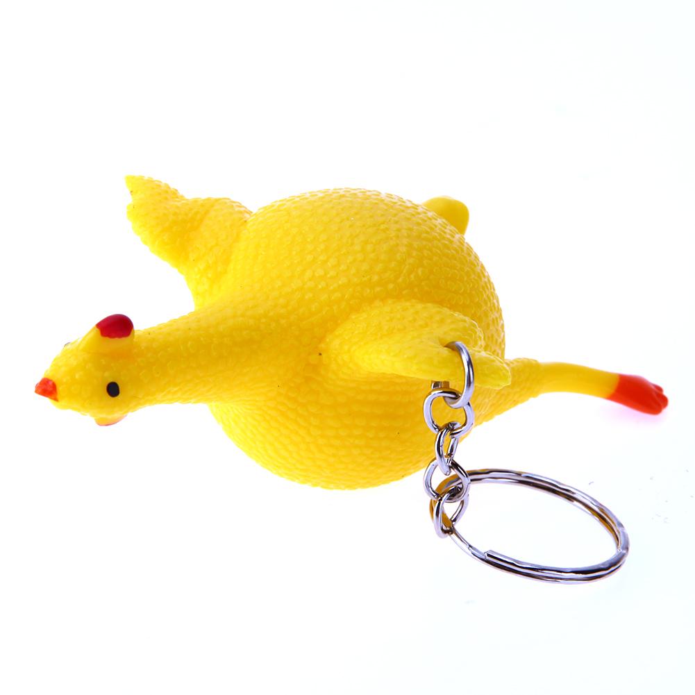Funny Chicken Egg Laying Hens Crowded Stress Ball Keychain Portable Squeeze Chicken Key Ring Funny Spoof Tricky Gadgets Toy