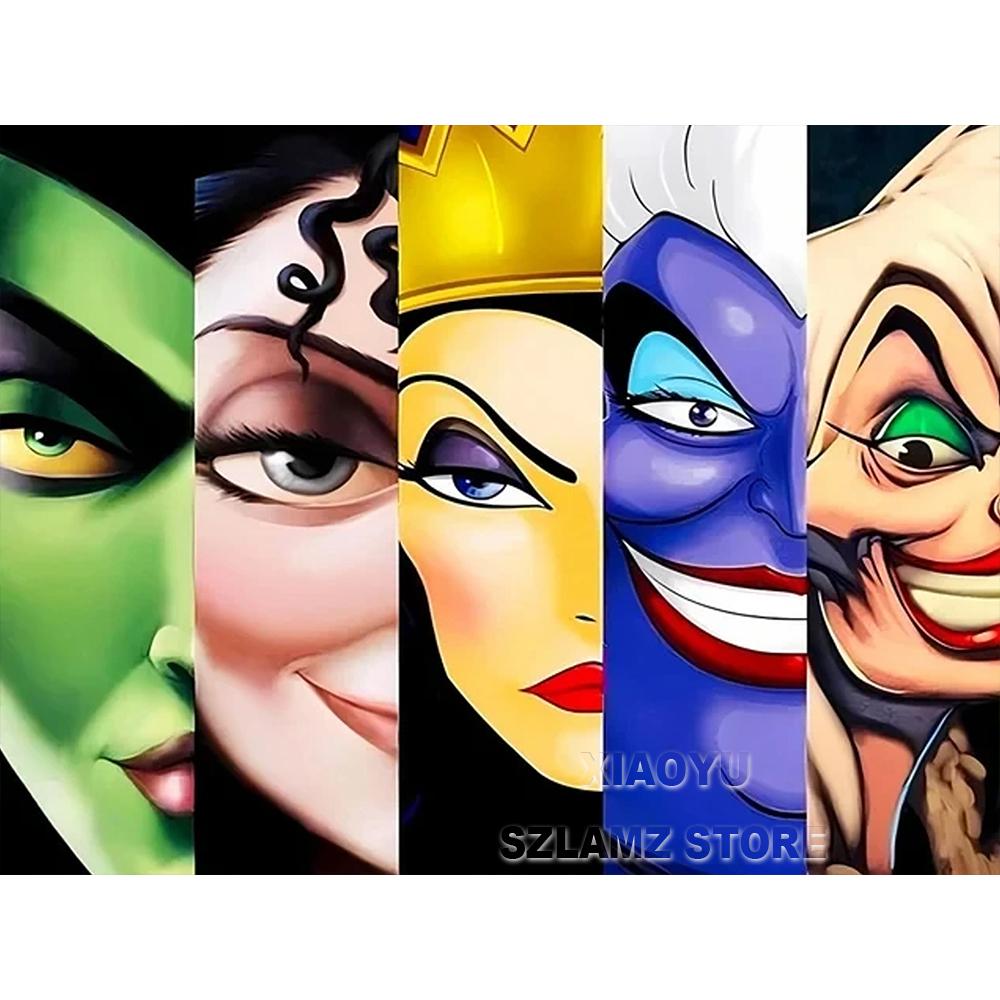 

5D DIY Алмазная живопись Дисней Злодеи Злая Королева Полная круглая Вышивка крестом Мультяшное искусство Алмазная вышивка Домашний декор Round 20x30cm