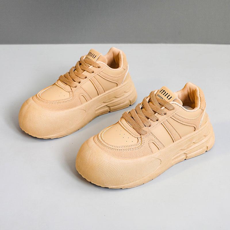 Fashion Women's Thick Sole Sneakers Simple Design Shoes Comfortable Lace-up Sneakers Fashionable Casual Running Tennis Sneakers