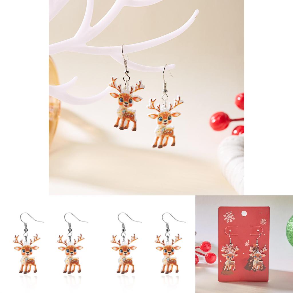 Festive Reindeer Acrylic Earrings For Women With Unique Geometric Style And Christmas Vibe