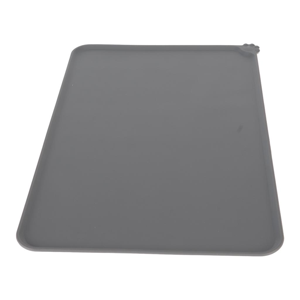 Silicone Pet Feeding Mat Waterproof Prevent Slipping and Spilling Foldable Pet Feeding Placemat for Dog Cat Grey