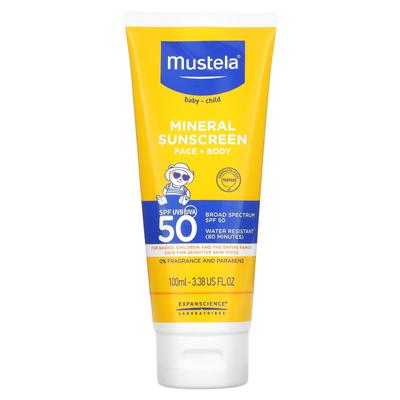 Krem z filtrem mineralnym dla niemowląt, twarz i ciało, SPF 50, 3,38 fl oz (100 ml)