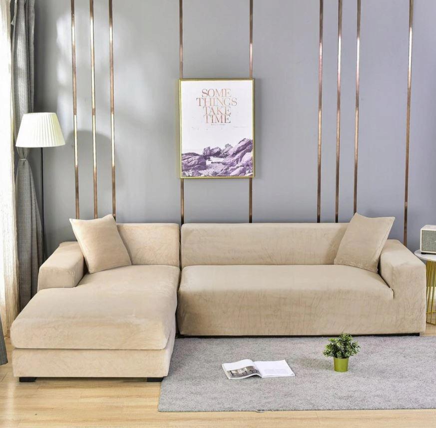 Cover For 3-Seater Corner Sofa, Cream Velvet