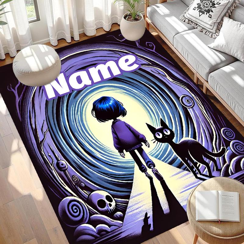 Custom Name Personalized Coraline Print Carpet, Versatile Home Decor Rug, for Playroom, Apartment, Balcony, Entryway, Hallway Gift