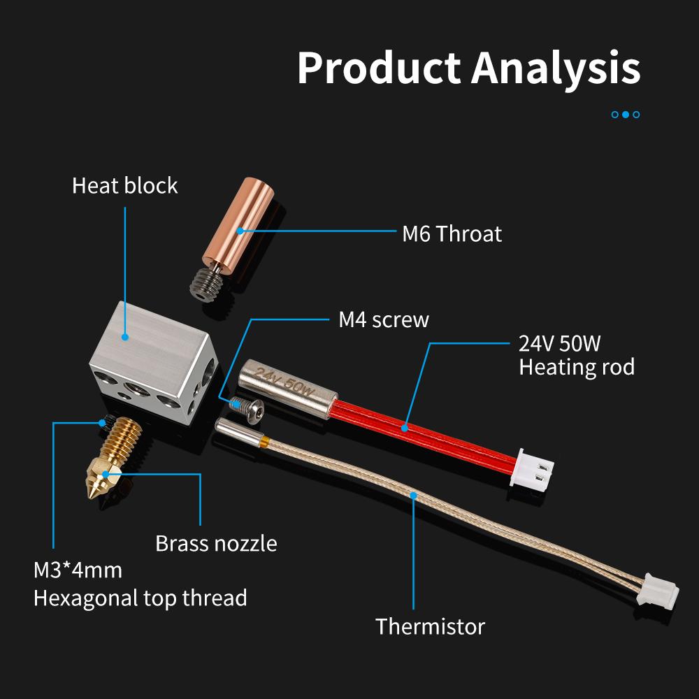 MEGA 24V 50W Hotend kit For Elegoo Neptune 4 Neptune 4 pro Bimetal Heatbreak Heated Block Cartridge Heating Rod Thermistor