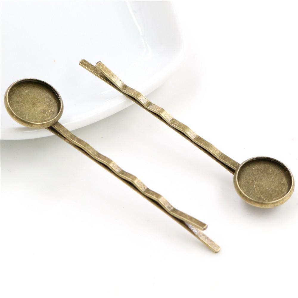 12mm 10pcs High Quality Classic 8 Colors Plated Copper Material Hairpin Hair Clips Hairpin Base Setting Cabochon Cameo
