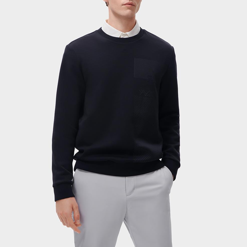 FILA Solid Color Logo Embroidered Knit Pullover Sweatshirt Men sweatshirt Legendary-Blue F11M311210F-NV